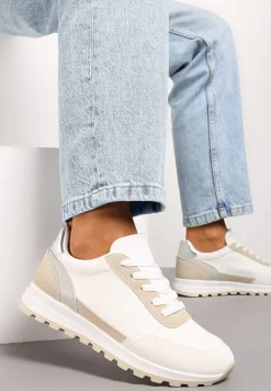 Białe Sznurowane Sneakersy przed Kostkę Kiea