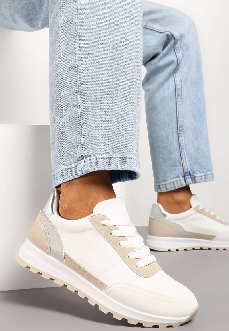 Białe Sznurowane Sneakersy przed Kostkę Kiea