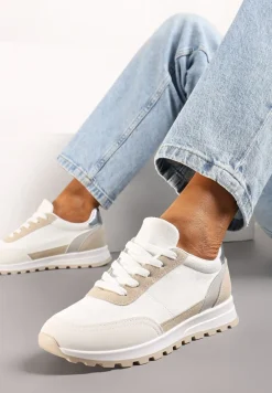 Białe Sznurowane Sneakersy przed Kostkę Kiea