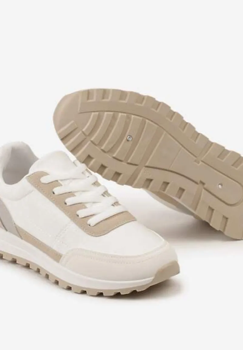 Białe Sznurowane Sneakersy przed Kostkę Kiea