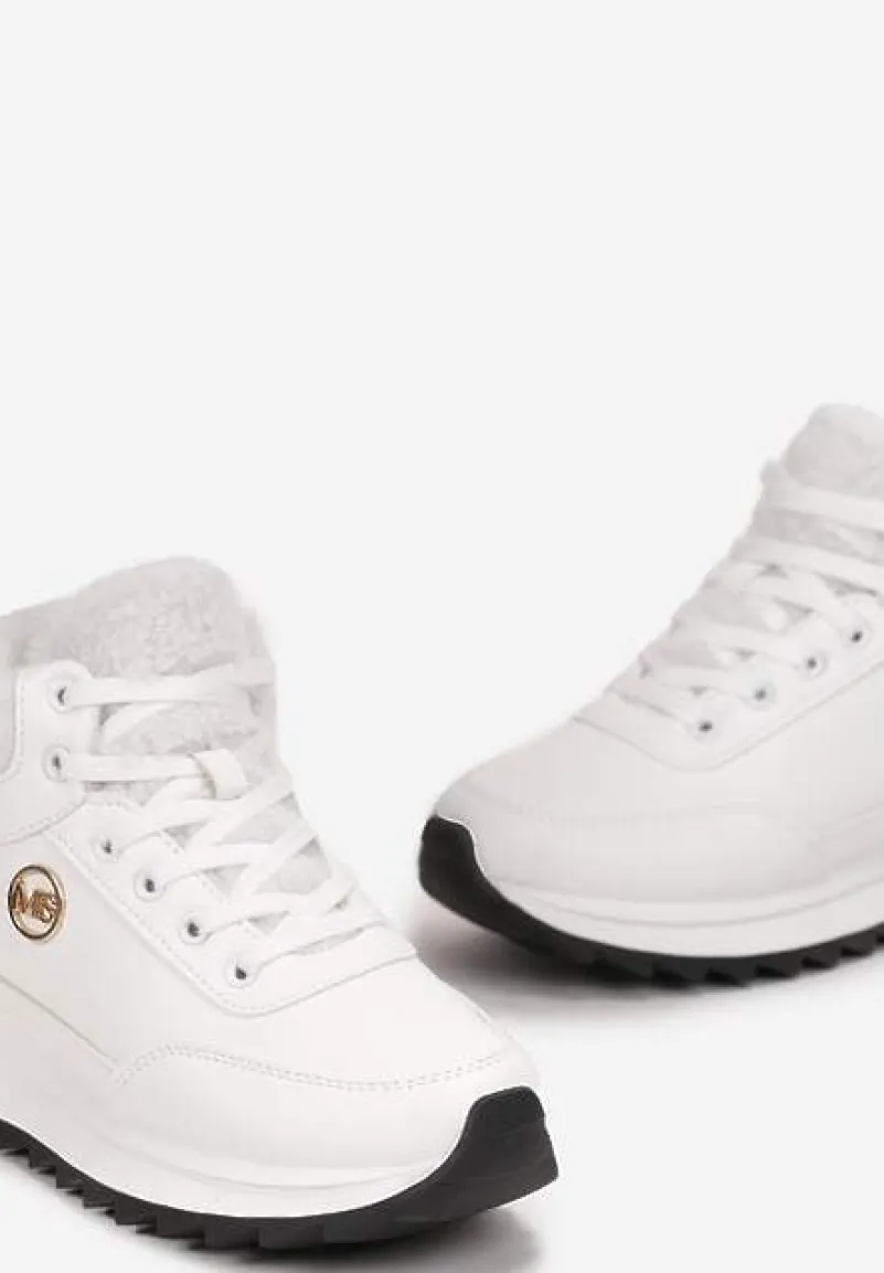 Białe Zimowe Sneakersy ze Sztucznym Futerkiem Turelia