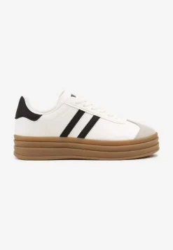 Biało-Czarne Klasyczne Sneakersy na Niewysokiej Platformie Terilee