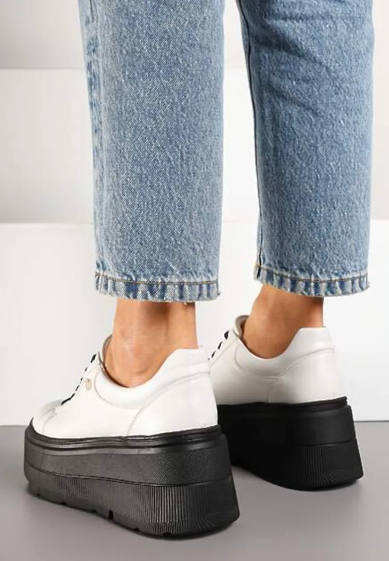 Biało-Czarne Sneakersy Vices na Grubej Podeszwie Tuliri