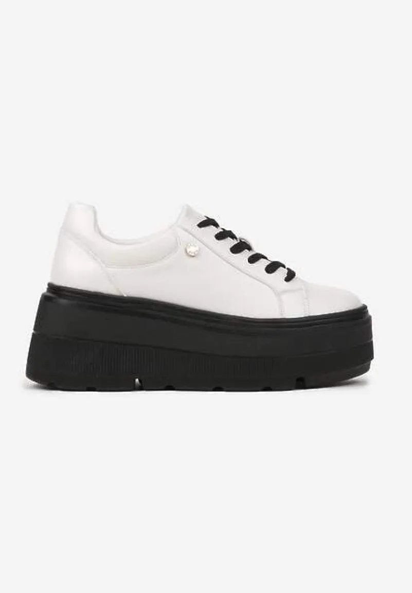Biało-Czarne Sneakersy Vices na Grubej Podeszwie Tuliri