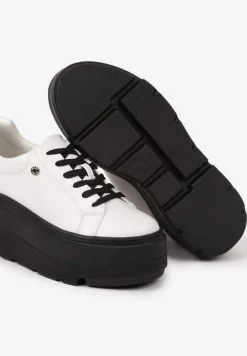 Biało-Czarne Sneakersy Vices na Grubej Podeszwie Tuliri