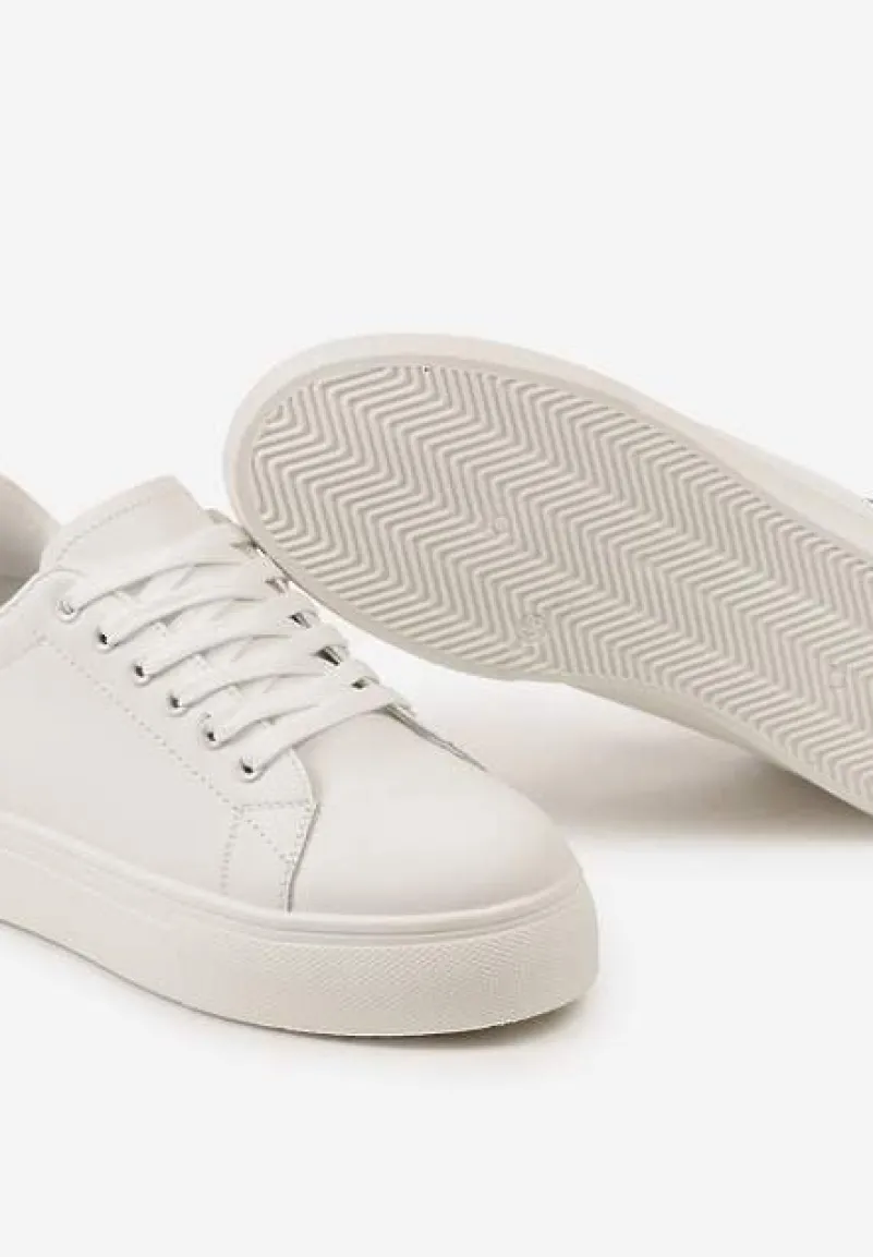 Biało-Czarne Sneakersy z Cholewką przed Kostkę na Platformie Longana