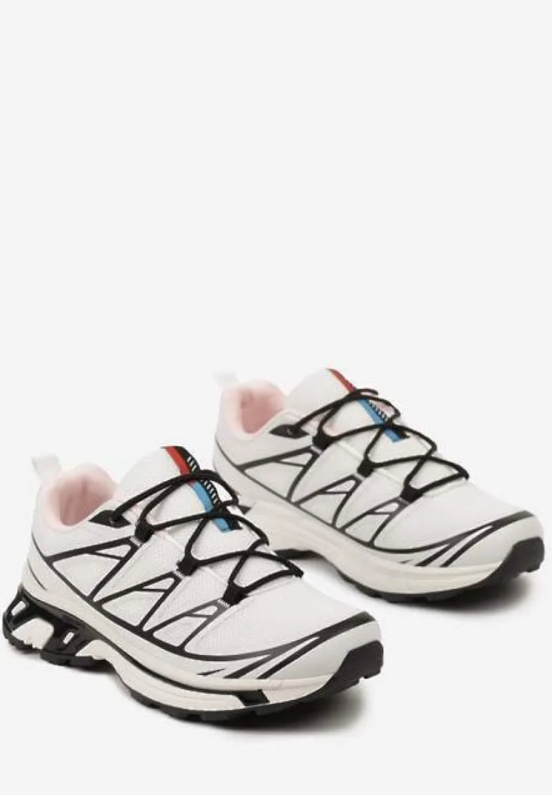 Biało-Czarne Sneakersy z Ozdobnymi Wstawkami i Ściąganą Gumką Aineri