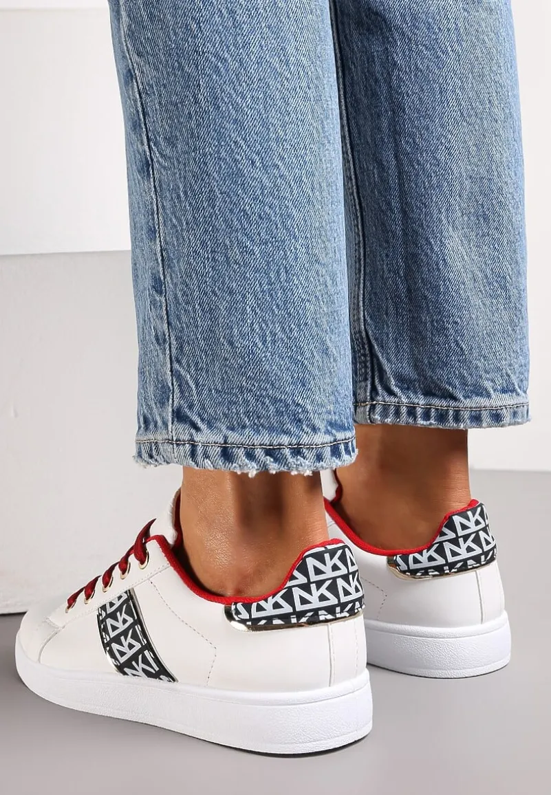 Biało-Czerwone Sneakersy Sznurowane z Wstawkami Danthe