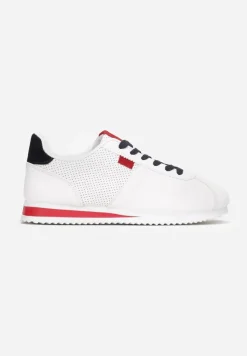 Biało Czerwone Sneakersy z Przeszyciami Phyrise