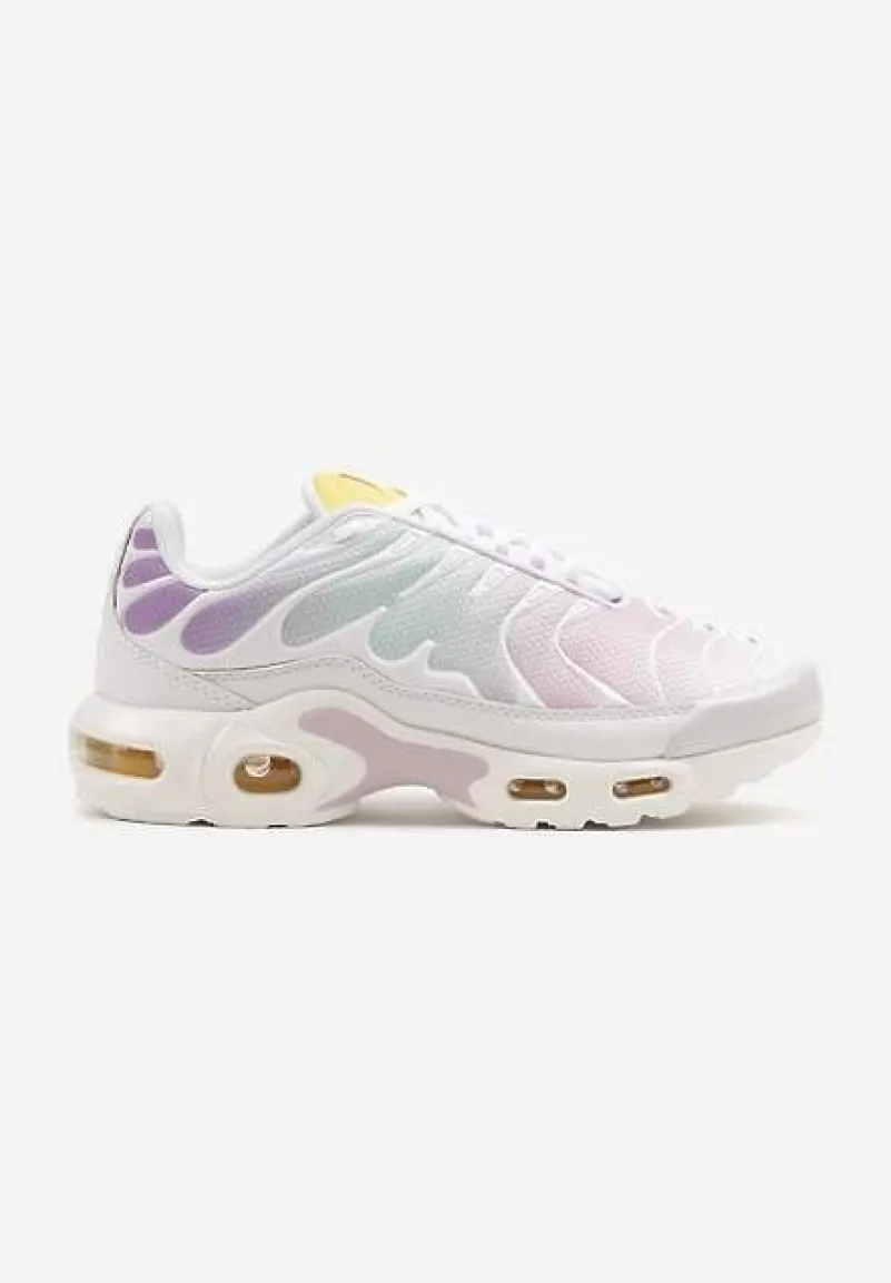 Biało-Fioletowe Buty Sportowe Sneakersy z Geometrycznym Tłoczeniem Vulinea