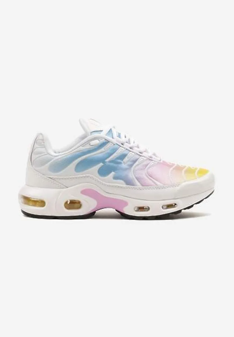 Biało-Niebieskie Buty Sportowe Sneakersy z Geometrycznym Tłoczeniem Vulinea