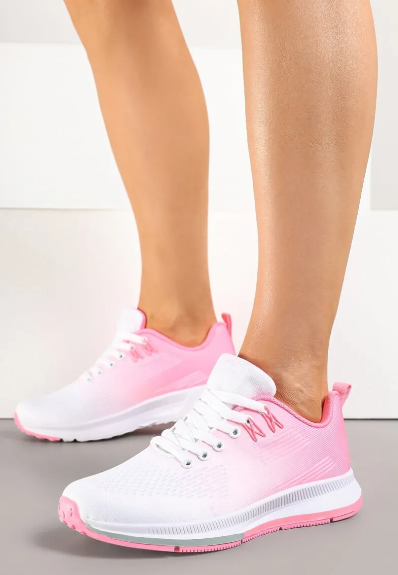 Biało-Różowe Buty Sportowe Sneakersy z Motywem Ombre Maccaria
