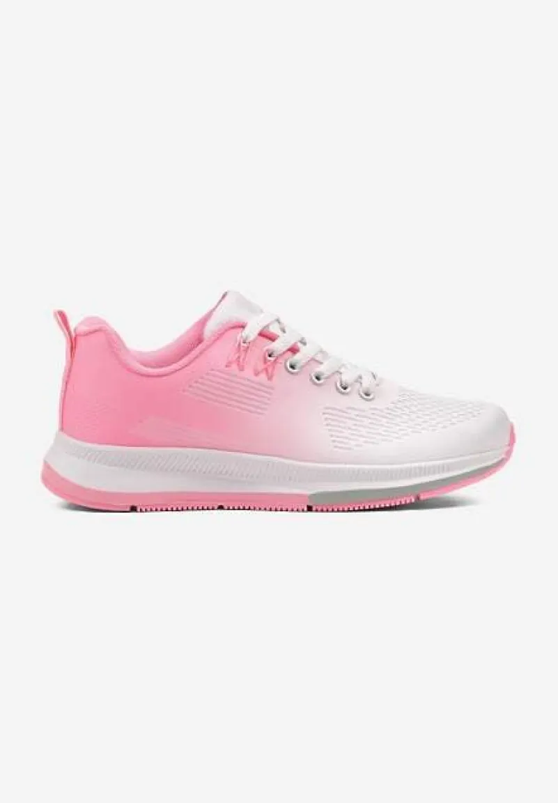 Biało-Różowe Buty Sportowe Sneakersy z Motywem Ombre Maccaria