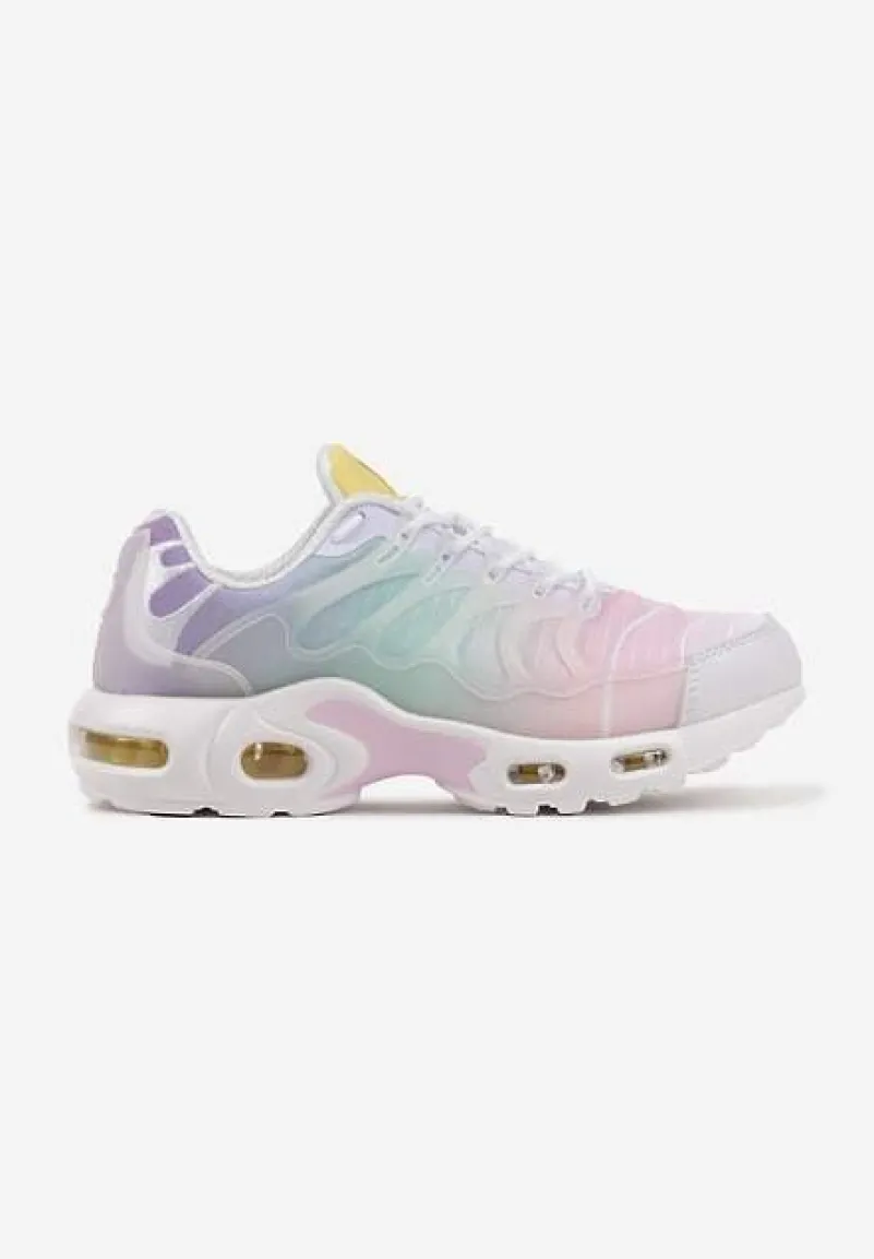 Biało-Różowe Buty Sportowe Sneakersy z Tłoczoną Cholewką Calzivis