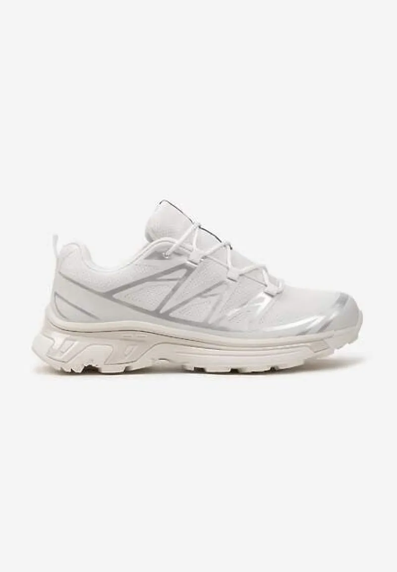 Biało-Srebrne Sneakersy z Ozdobnymi Wstawkami i Ściąganą Gumką Aineri