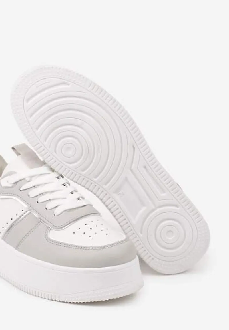 Biało-Szare Casualowe Sneakersy Vices na Niskiej Platformie Torila
