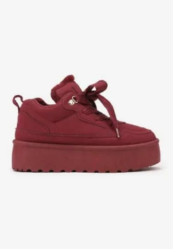Bordowe Sneakersy Vices Stylizowane na Śniegowce na Platformie Obszyte Futerkiem Naleris