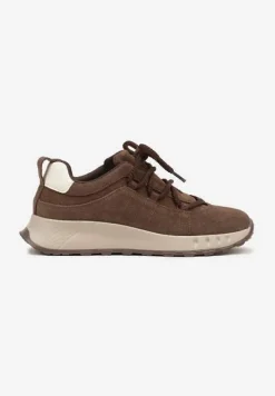Brązowe Zamszowe Sneakersy z Wkładką ze Skóry Naturalnej Dolavienne