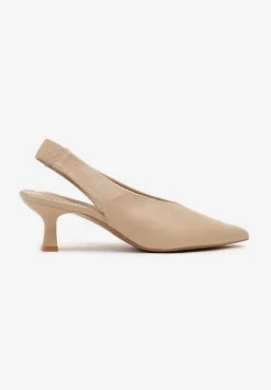 Ciemnobeżowe Sandały Vices na Kaczuszce Typu Slingback Liluriela