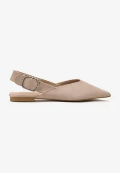 Ciemnobeżowe Sandały Vices Typu Slingback z Wkładką ze Skóry Naturalnej Rallora