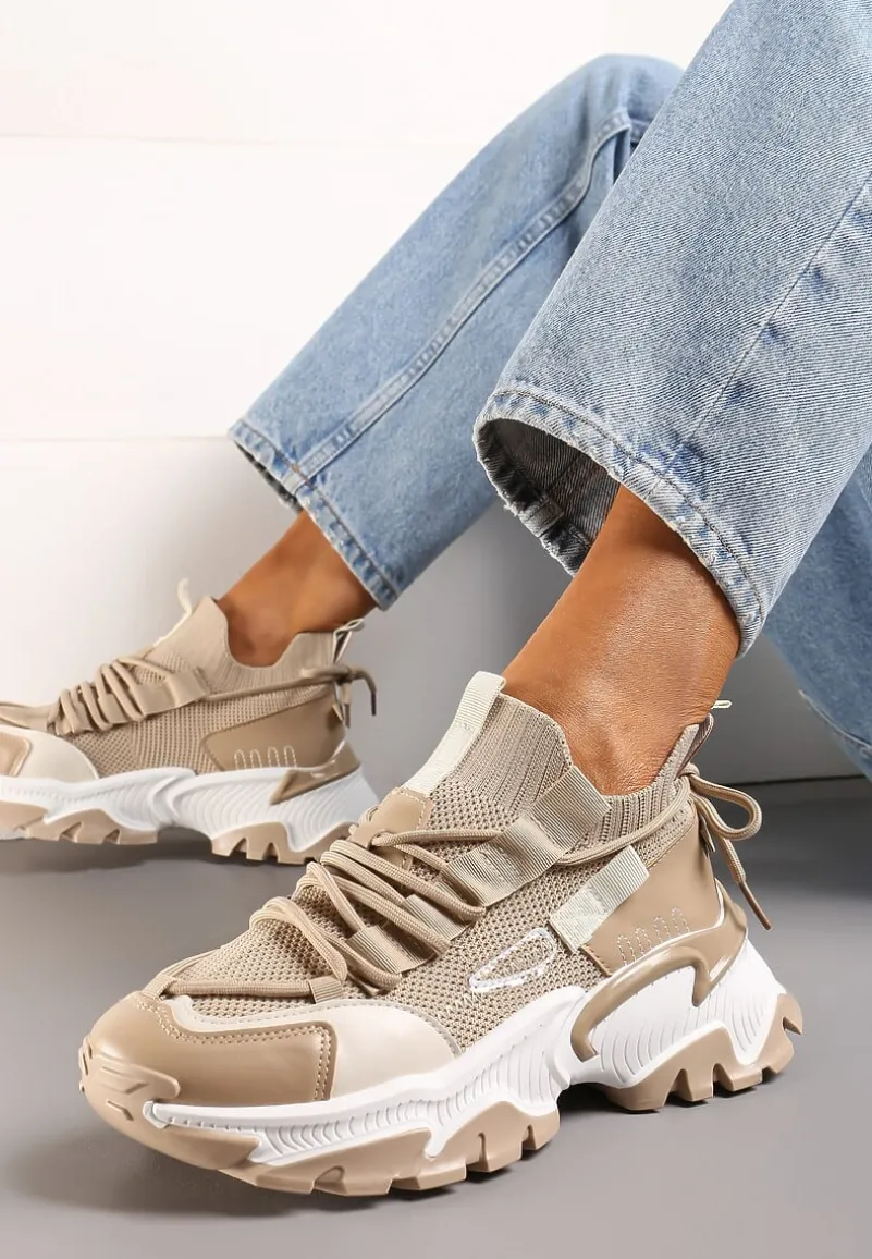 Ciemnobeżowe Sneakersy Kharena