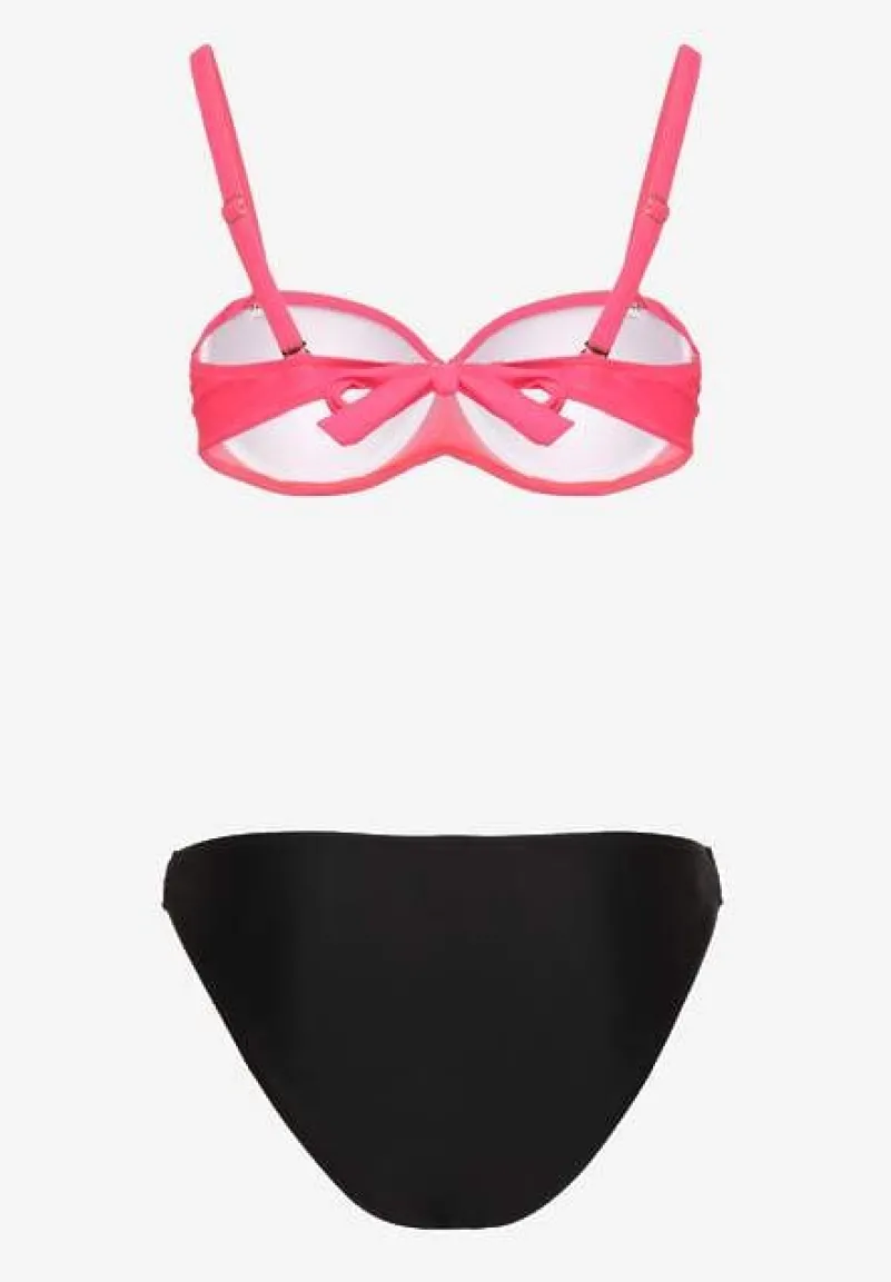 Ciemnoróżowe Bikini Majtki Figi i Biustonosz z Marszczeniem Sepiana