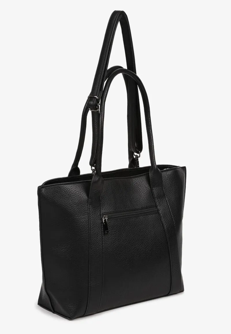 Czarna Duża Torebka Tote w Stylu Casual Firpio