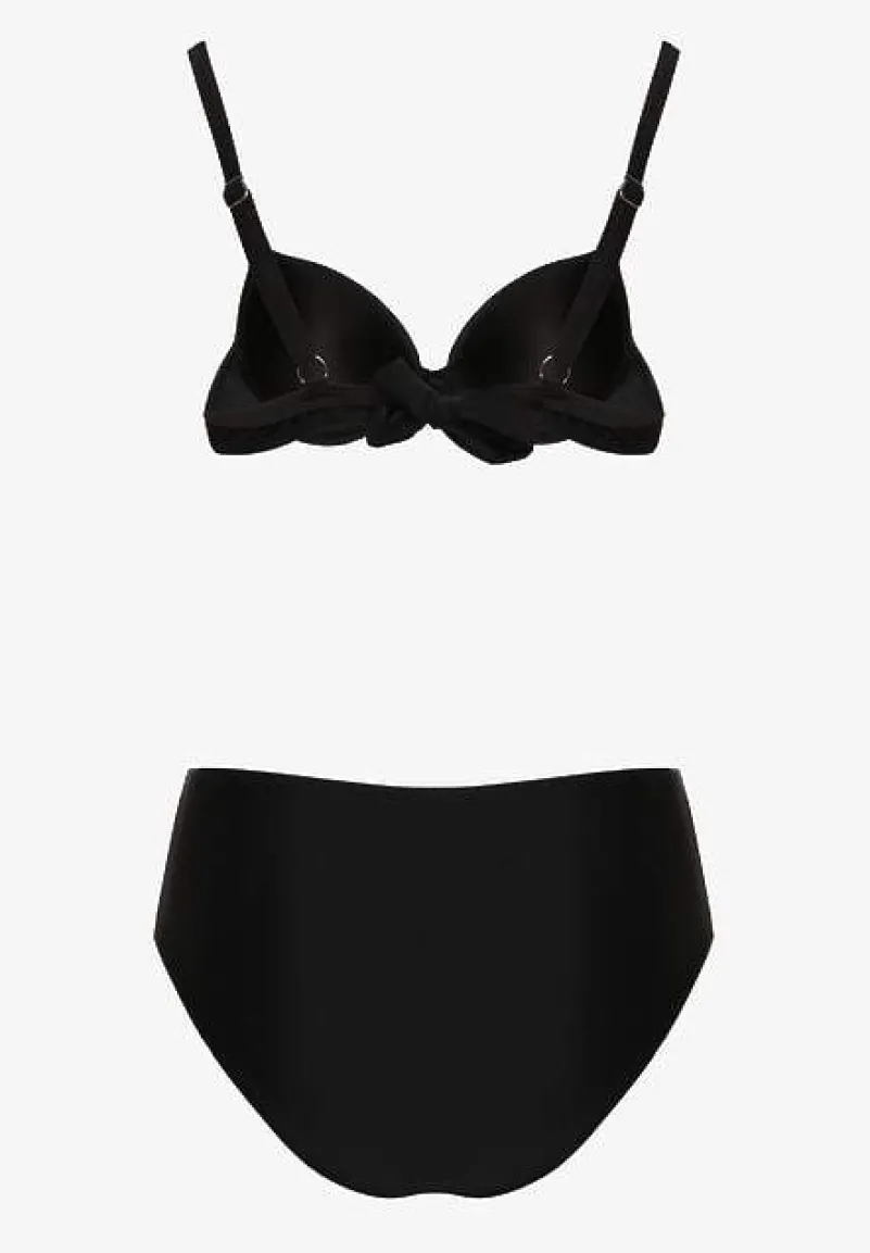 Czarne Bikini Majtki Figi i Biustonosz z Cyrkoniami Tenumela