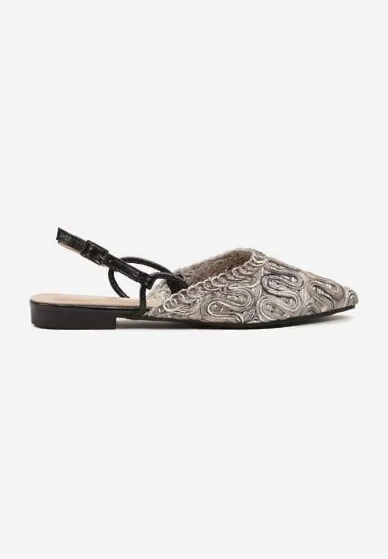 Czarne Sandały Slingback Vices z Metalicznymi Zdobieniami Janavie