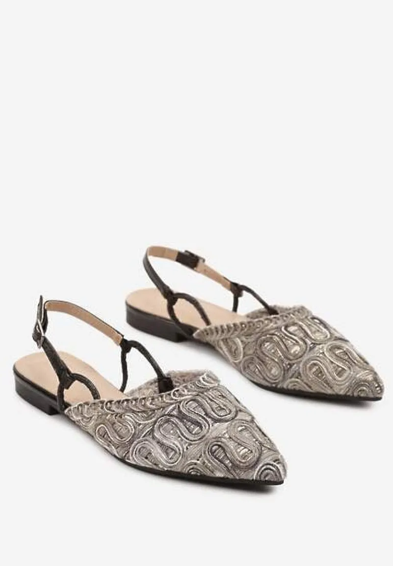 Czarne Sandały Slingback Vices z Metalicznymi Zdobieniami Janavie