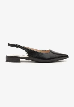 Czarne Sandały Typu Slingback ze Szpiczastym Noskiem Pilliane