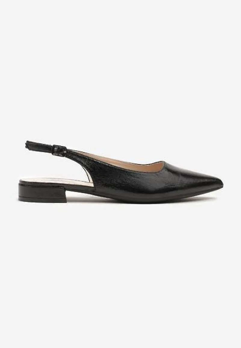 Czarne Sandały Typu Slingback ze Szpiczastym Noskiem Pilliane
