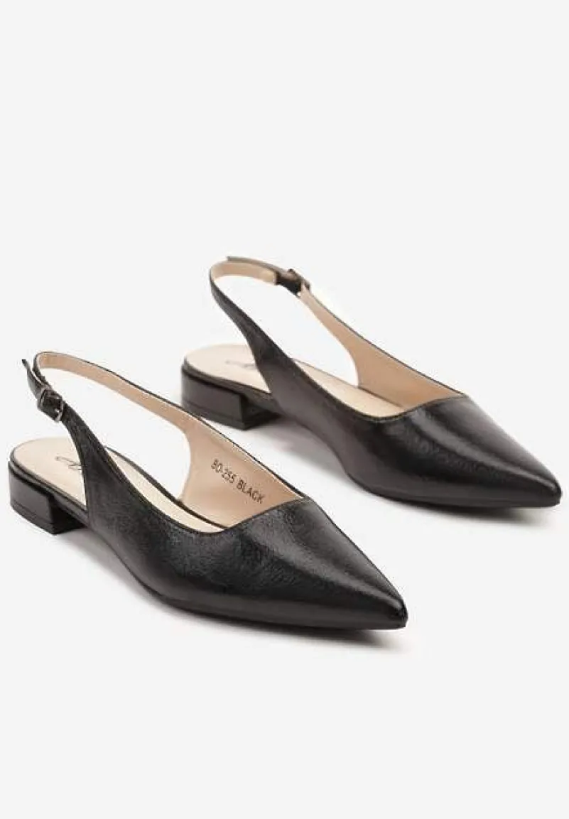 Czarne Sandały Typu Slingback ze Szpiczastym Noskiem Pilliane