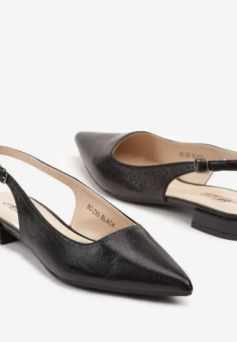Czarne Sandały Typu Slingback ze Szpiczastym Noskiem Pilliane