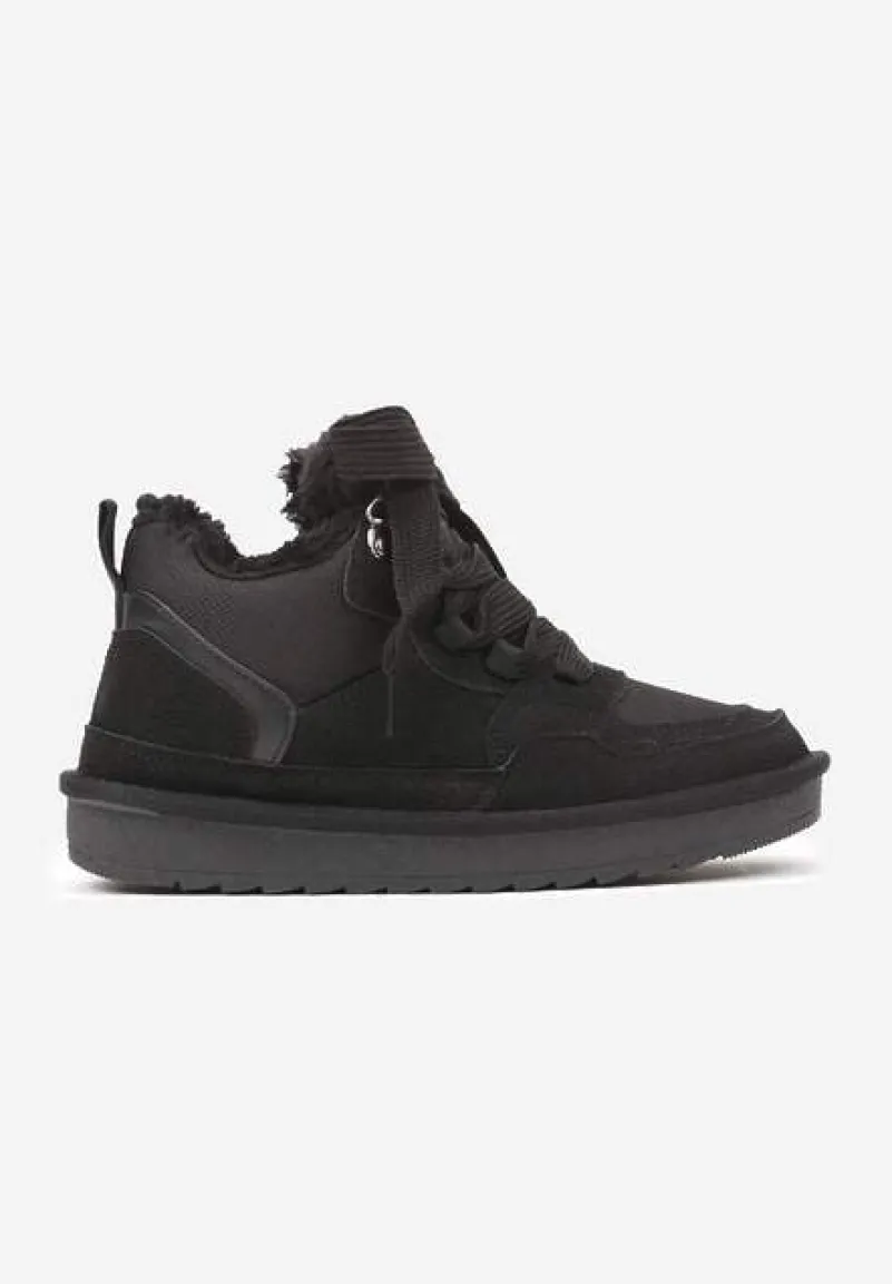 Czarne Zimowe Sneakersy Vices Stylizowane na Śniegowce z Futerkiem Tennira