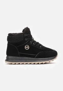 Czarne Zimowe Sneakersy ze Sztucznym Futerkiem Turelia