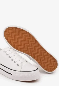 Czarno-Białe Trampki Basic z Cholewką przed Kostkę na Niskiej Platformie Senadra