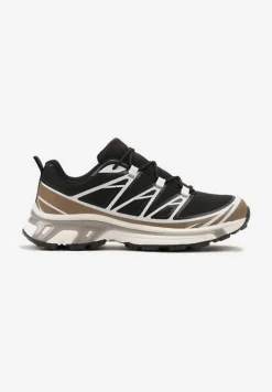 Czarno-Brązowe Sneakersy z Ozdobnymi Wstawkami i Ściąganą Gumką Aineri