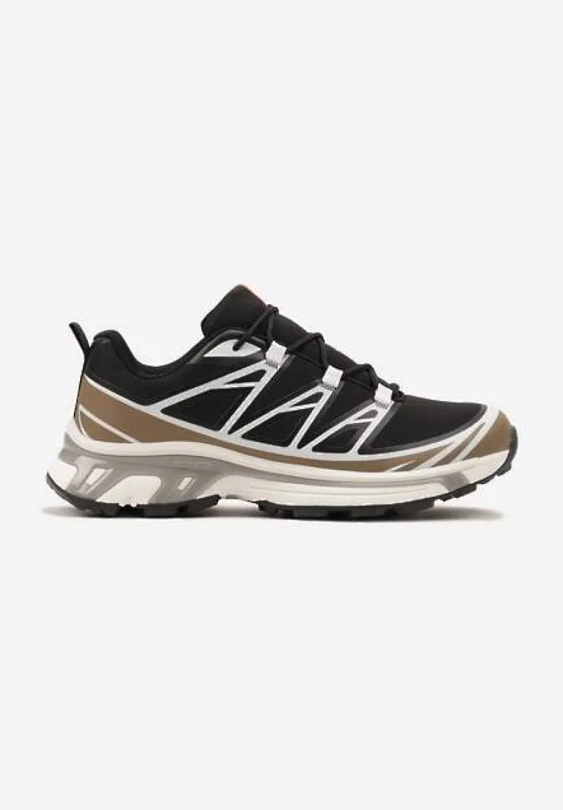 Czarno-Brązowe Sneakersy z Ozdobnymi Wstawkami i Ściąganą Gumką Aineri