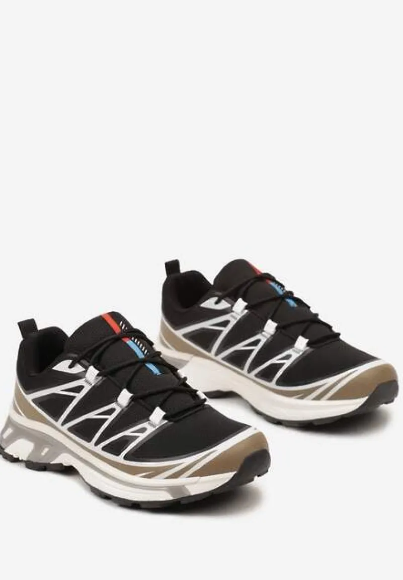 Czarno-Brązowe Sneakersy z Ozdobnymi Wstawkami i Ściąganą Gumką Aineri