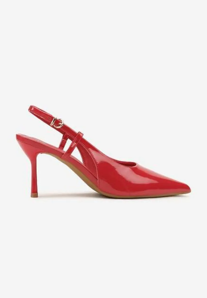 Czerwone Sandały Lakierowane Vices na Szpilce Slingback Raleira