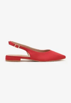 Czerwone Sandały Slingback Vices z Wkładką ze Skóry Naturalnej Annisae