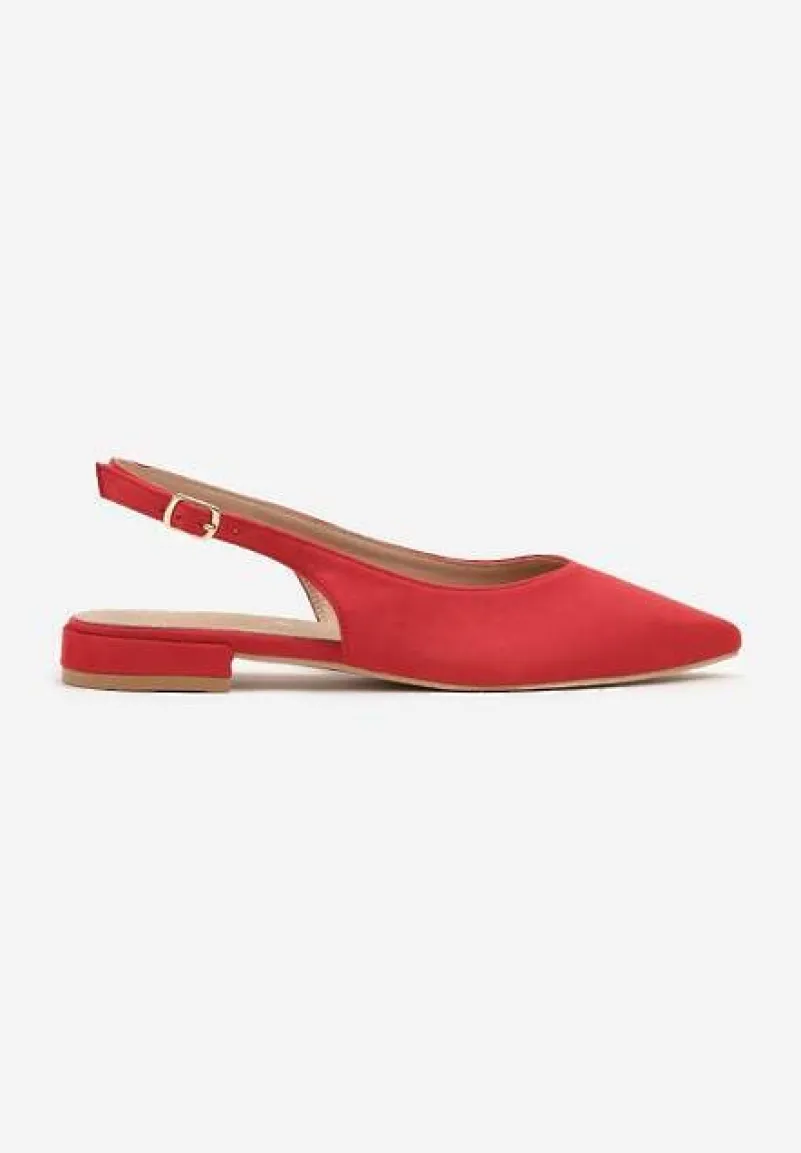 Czerwone Sandały Slingback Vices z Wkładką ze Skóry Naturalnej Annisae