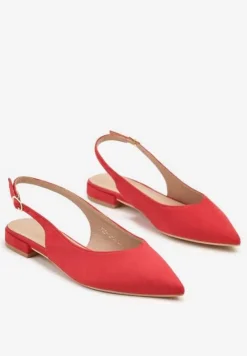 Czerwone Sandały Slingback Vices z Wkładką ze Skóry Naturalnej Annisae
