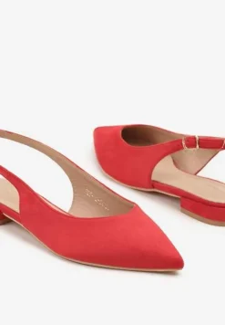 Czerwone Sandały Slingback Vices z Wkładką ze Skóry Naturalnej Annisae