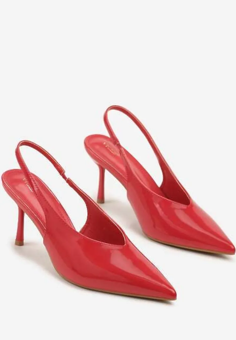 Czerwone Sandały Slingback Vices na Obcasie Typu Szpilka Tilionea