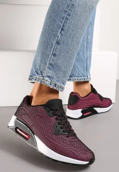 Czerwono-Czarne Sznurowane Sneakersy na Air Podeszwie Azorilda