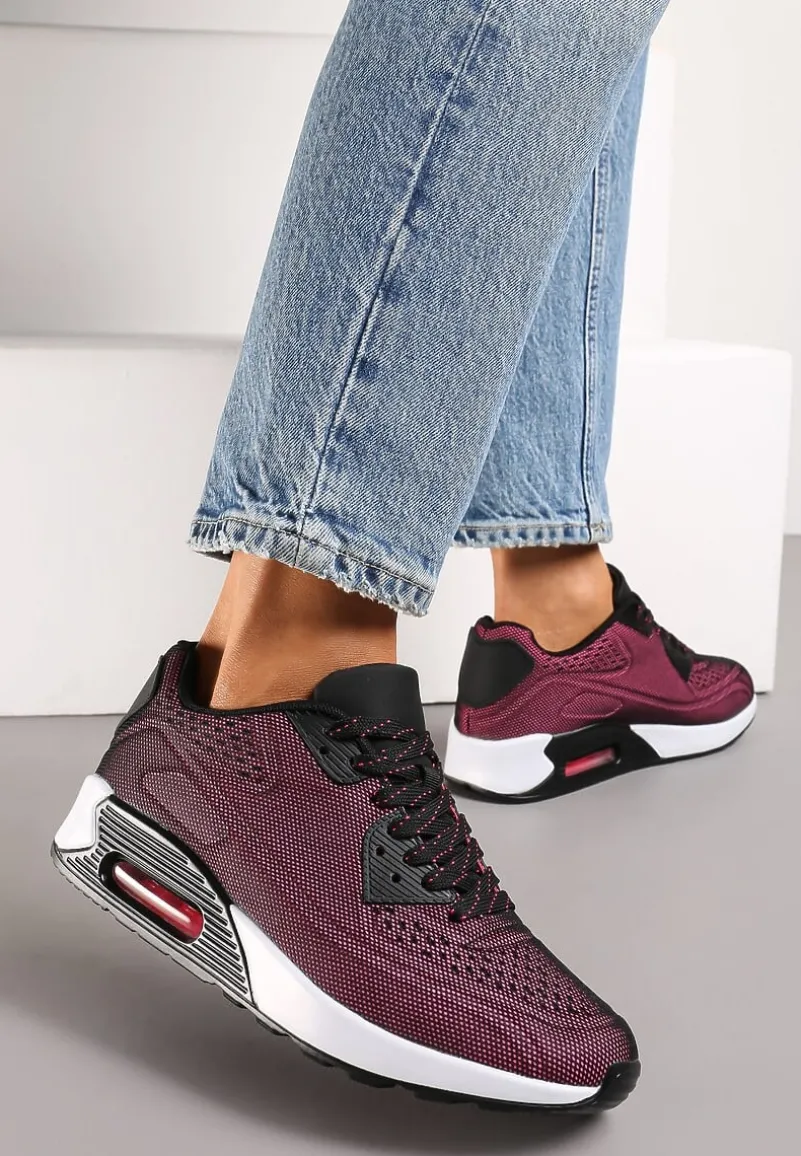 Czerwono-Czarne Sznurowane Sneakersy na Air Podeszwie Azorilda