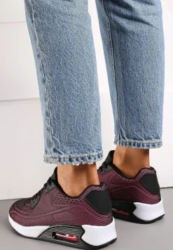 Czerwono-Czarne Sznurowane Sneakersy na Air Podeszwie Azorilda