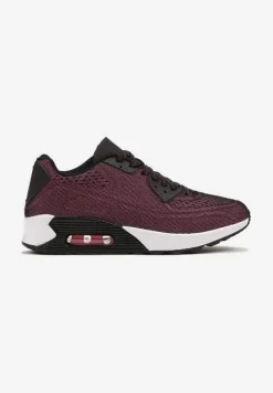 Czerwono-Czarne Sznurowane Sneakersy na Air Podeszwie Azorilda